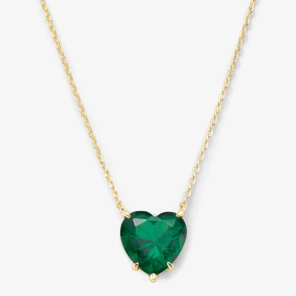 Melinda Maria Allison Heart Necklace Yellow Gold & Emerald - NWOT - Picture 5 of 9
